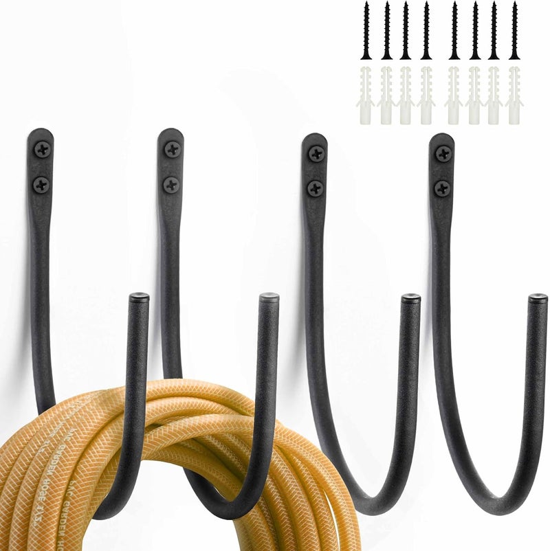 Lifyzoon Garden Hose Holders Mount: Wall Mount Garden Hose Hangers for Outside - 4 Pcs Rust-Proof Water Hose Racks Hanging Hooks for Outside Expandable Hose - Image 1